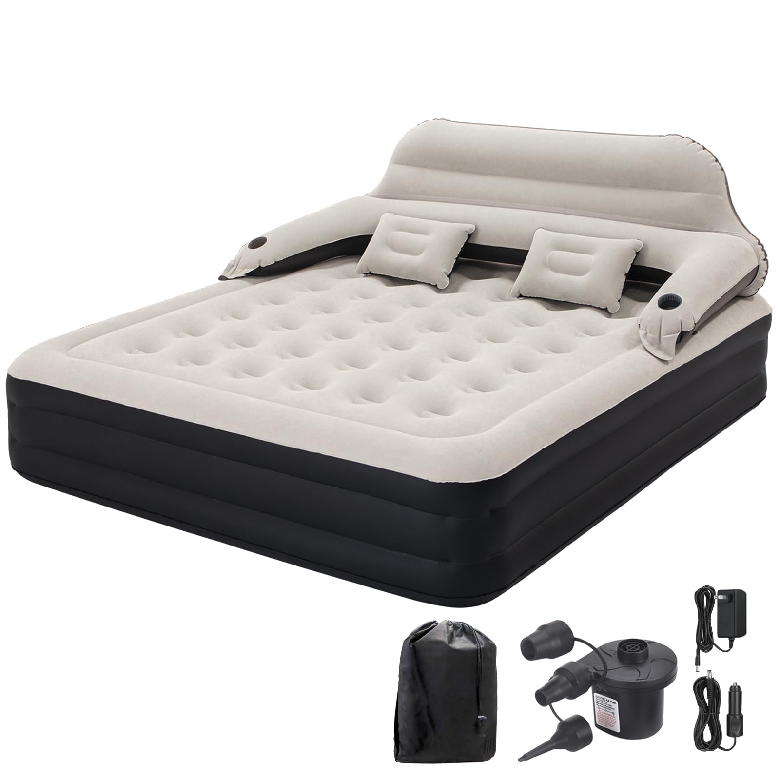 Photo 1 of (missing pieces) (used) DIMAR GARDEN King Size Air Mattress with Headboard and Pump,Blow Up Mattress Inflatable Bed with Pillows