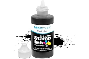 MaxMark Premium Refill Ink for self inking stamps and stamp pads, Black Color - 2 oz.