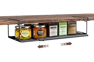 PowerKing Expandable Under Cabinet Shelf, Adjustable Length Under Shelf Storage with 0.98'' Clips 10lbs Capacity for Kitchen,