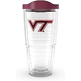 Tervis Made in USA Double Walled Virginia Tech University Hokies Insulated Tumbler Cup Keeps Drinks Cold & Hot, 24oz - Maroon Lid, Primary Logo