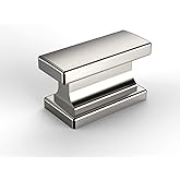 Amerdeco 10 Pack Brushed Satin Nickel Cabinet Handles - 1.46 Inch(37mm) Single Hole Rectangle Dresser Knobs and Pulls for Bat