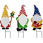 Voumsil Gnomes Decorations for Yard,Metal Gnomes Decorative Garden Stakes,Garden Ornaments for Outside Yard Lawn,Outdoor Porch Patio (Mix)