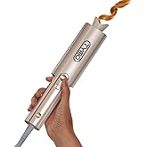TYMO CurlPro Plus Automatic Rotating Curling Iron - Upgraded Long Barrel Curling Wand for Long Hair, Ceramic Hair Curler for Women, Anti-Scald, Tangle-Free, 600M Ionic, Dual Voltage, Gold, 1 Inch