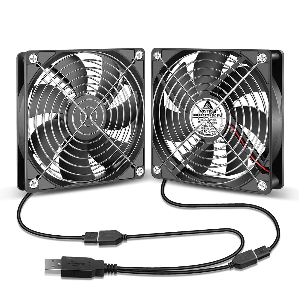 GDSTIME 120mm USB PC Fan 5V 120mm x 25mm Computer Cooling Electronic Fan Powerful 1500 RPM 56.8 CFM For PC Game Console Keyboard Mouse Xbox Laptop TV Box Router Ventilation