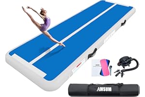 AWSUM Inflatable Air Gymnastics Mat 10ft/13ft/16ft/20ft/23ft Training mat 4/8 inches Thick tumbling mat with Electric Pump for Home/Gym/Outdoor