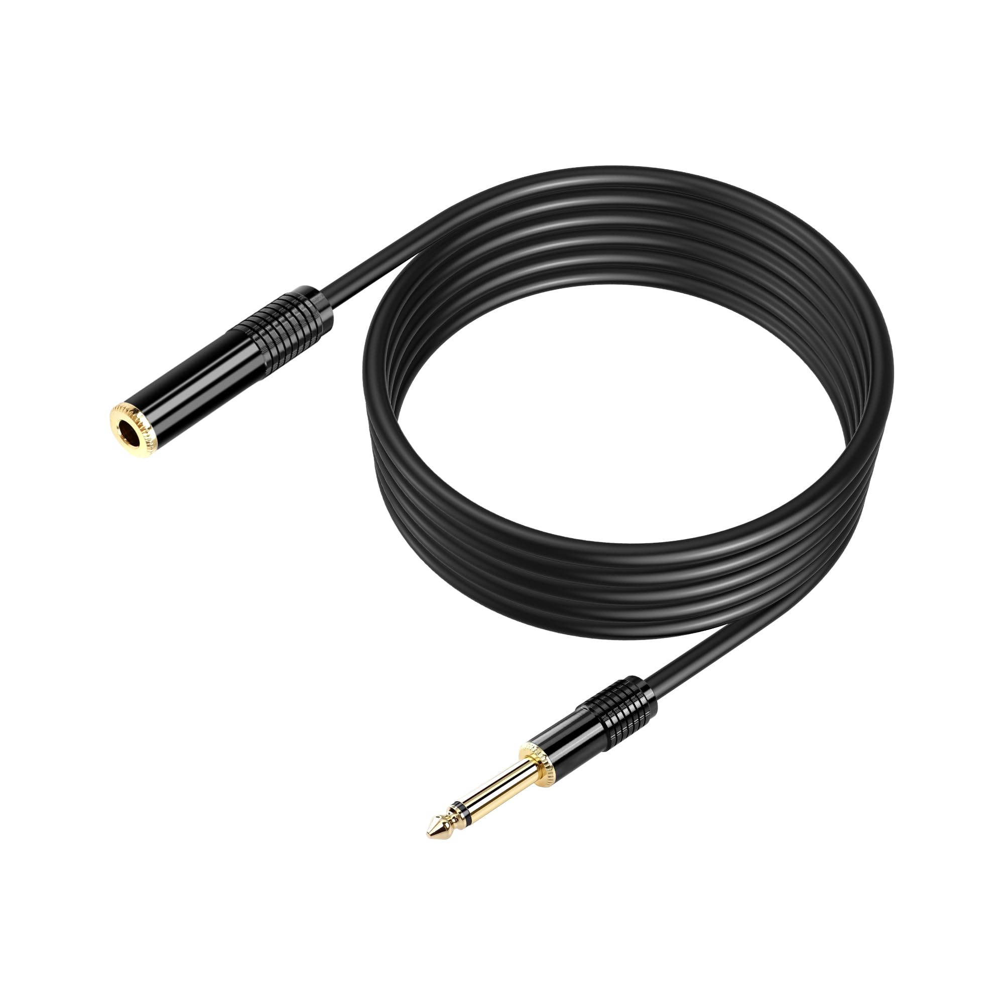 PNGKNYOCN 1/4" TS Extension Cable，2M Gold Plated 1/4" (6.3mm) TS Mono Male to Female Guitar Extension Cable (2M)