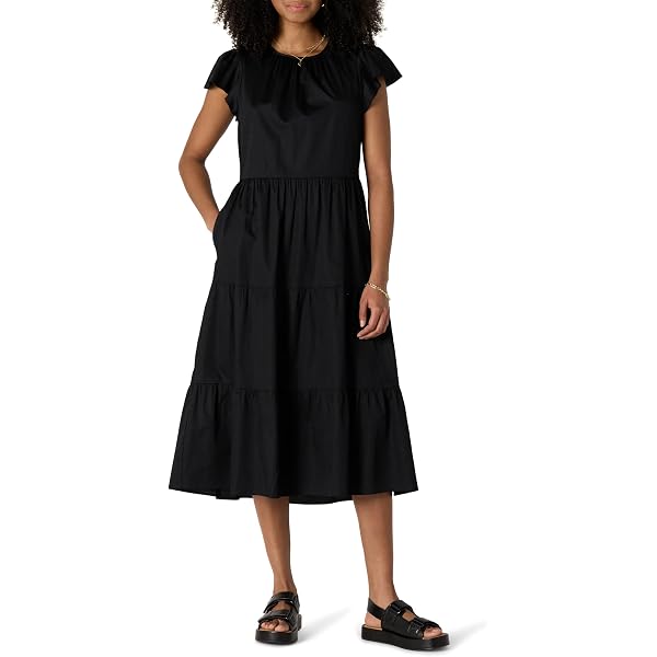 knee length dresses for ladies Stretch Cotton Sateen Midi Dress