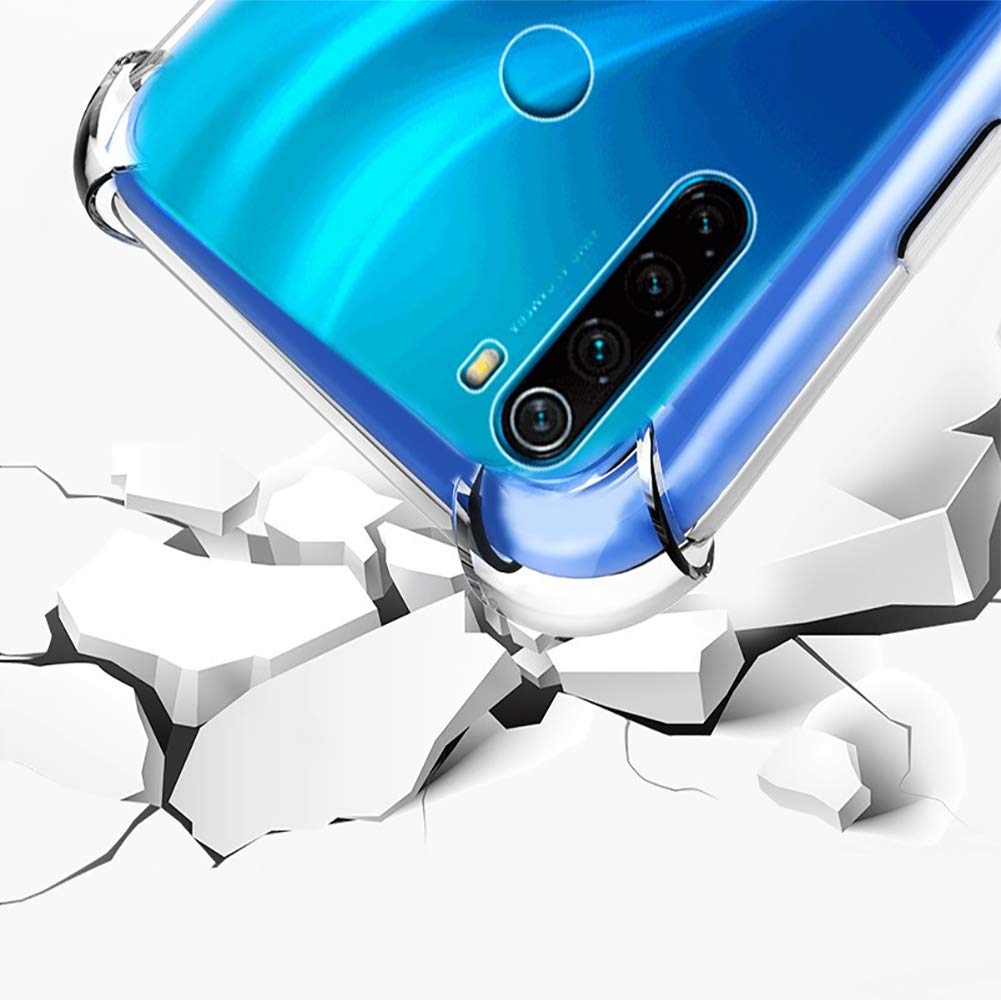 UCMDA Cover per Redmi Note 8 & Pellicola Protettiva in Vetro Temperato, Custodia Redmi Note 8 Silicone Morbido, Anti Graffio Pellicola Protezione per Xiaomi Redmi Note 8