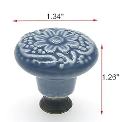 M MIMHOOY 6 Pcs Ceramic Blue Drawer Knobs Vintage