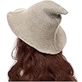 Halloween Witch Hat Wizard Women Costume Cosplay Party Accessory Daily Girl Wool Knitted Wide Brim Foldable Pointed Hat