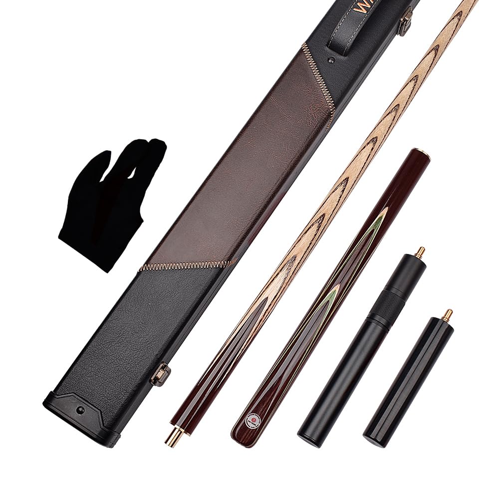 WAYMARK Snooker Cue Set Roswood Pool Cue Set Handmade 57 inches 18.5oz 3/4 Jointed 9.5mm Snooker Cue Tip with Pool Cue Accessoriess 3/4 Snooker Cue Case, Snooker Cues Extension, Glove
