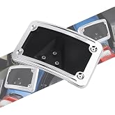 HCmotorku Curved License Plate Mount Frame Fit for Harley Rear Fender | Chrome Plastic, 3 Hole Rear Fender Mount, Replacement for OE 3148, Fits Compatible Harley Models with 3 Hole Mount