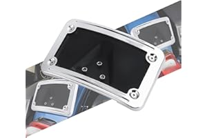 HCmotorku Curved Laydown License Plate Mount Frame Compatible with Harley 3 Hole Rear Fender Mount Replacement for 3148 (Chrome)