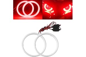 Qasim Red 120MM Angel Eyes COB 87SMD LED Halo Rings Car Motors DRL Fog Lights Driving Daytime Running Light 12V 24V,1-Pair