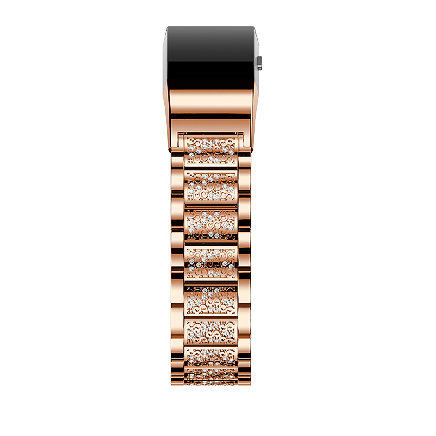 Fitbit Charge 2 Band, iBazal Stainless Steel Watch Band with Crystal Rhinestone Chain Bracelet Replacement Strap for Fitbit Charge 2 - Stylish Rose Gold