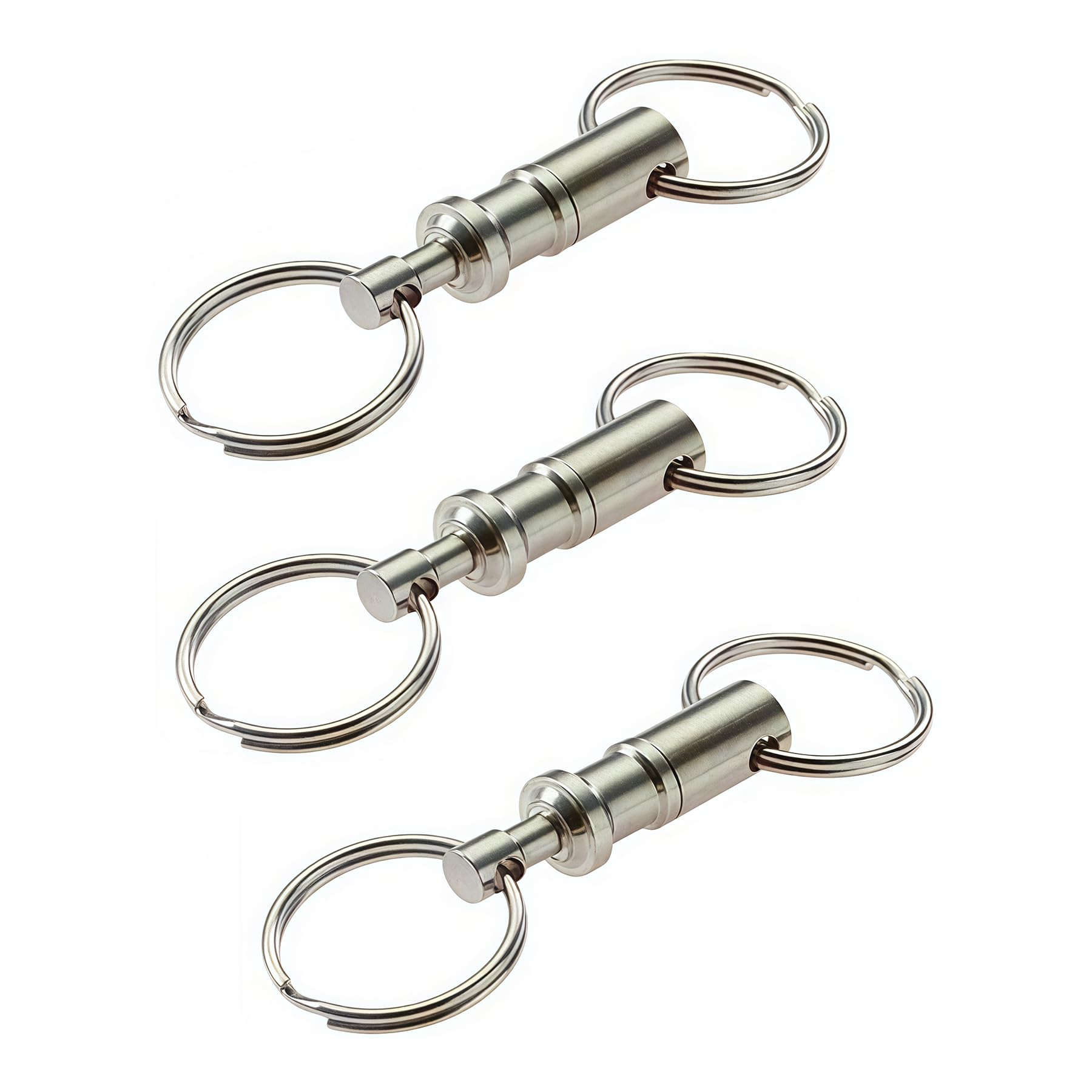 Upstore 3PCS Silver Portable Detachable Metal Steel Pull-Apart Key Rings Keychains Heavy Duty Durable Key Ring Snap Lock Key Holder Organizer
