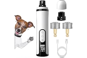 Upgrade Heusom Silent Pro Groom Nail Grinder Cordless with LED Light & 3 Speeds for Dogs and Cats,2000mAh USB Rechargeable Do
