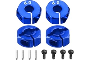 4PCS Vgoohobby 12mm 6.0 Wheel Hex Drive Hub Adapter Combiner Coupler with Pins Screws Compatible with HSP HPI Redcat Tamiya Traxxas RC4WD D90 1/10 RC Car,Navy Blue