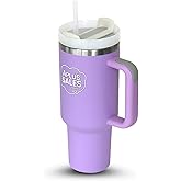 40 oz Tumbler with Handle & Straw Lid - Stainless Steel Tumbler - Tea, Beverages & Travel Coffee Mug - Leakproof & Double-Walled Insulated Cup Water Bottle with Straw - Cup Holder Size - Light Purple