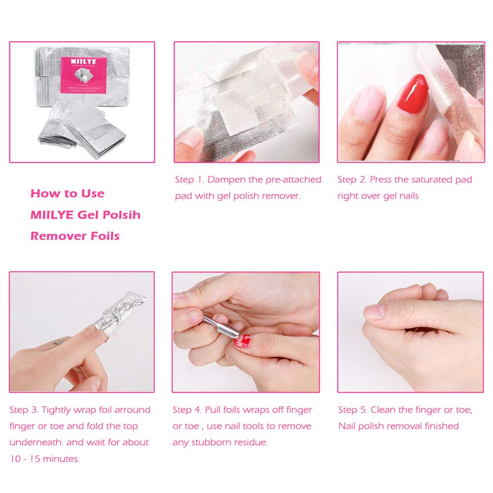 Gel Nail Romver Foil Wraps with Pre-attached Pads for Dip Powder/Acrylic/Shellac/UV Gel Nail Polish Removal Soak off Manicure Tool Kit, 300 Counts : Beauty