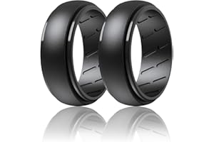 QINAOCO Silicone Ring Men, 7 Rings / 2 Rings - Breathable Men's Rubber Wedding Bands - Step Edge Airflow Inner Grooves, 8mm Wide, 2.2mm Thick