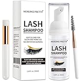 Mererke_Pretty Eyelash Extension Shampoo 50 ml + Brush - Eyelid Foaming Cleanser - Sensitive Paraben & Sulfate Free - Eyelash