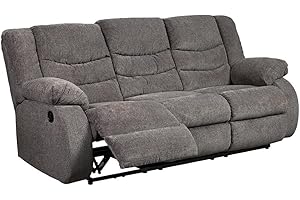 Signature Design by Ashley Tulen Modern Manual Pull Tab Reclining Sofa, Dark Gray