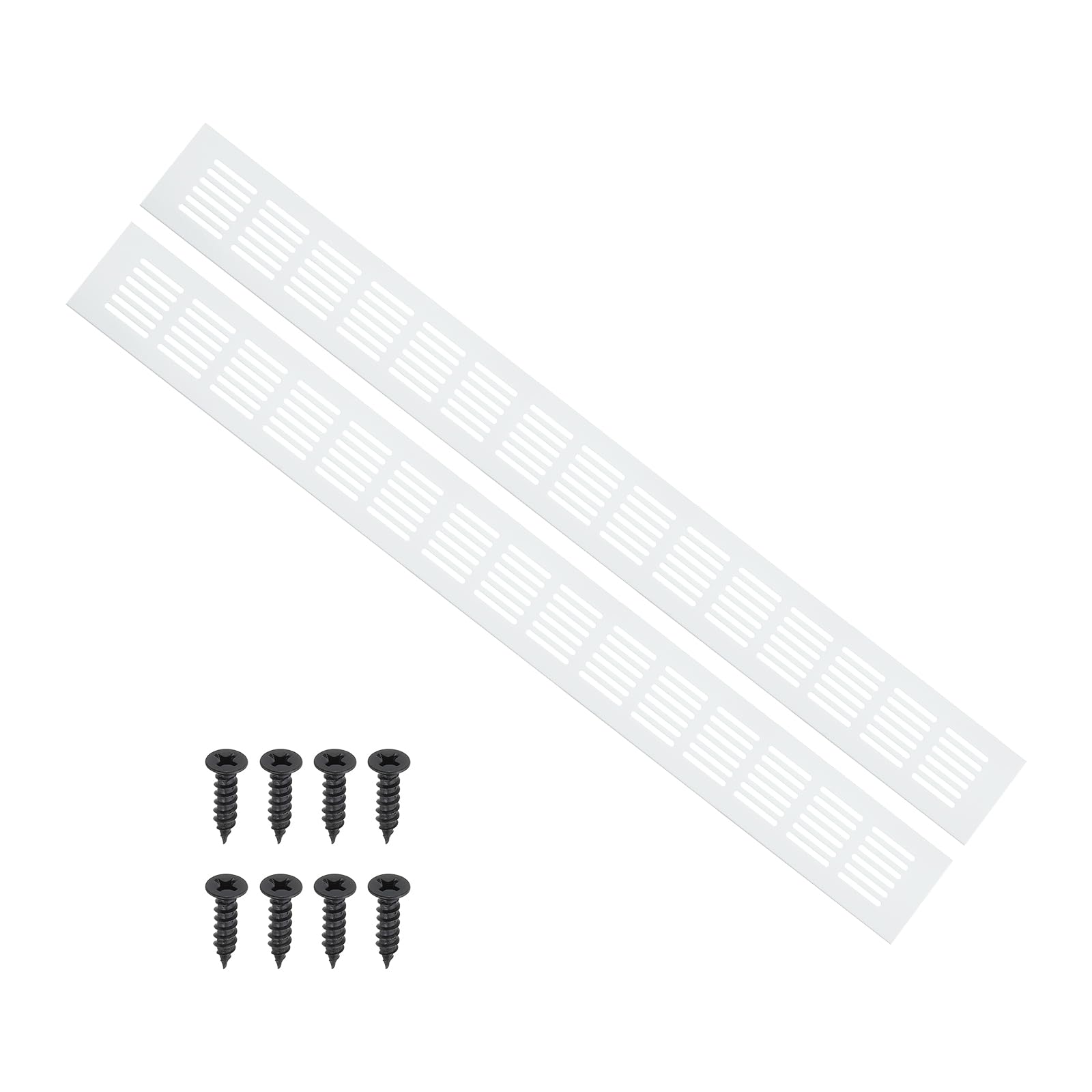 PATIKIL 24 x 2.4 Inch Door Air Vent Cover, 2 Pcs Heavy Duty Aluminum Grille Ventilation Cover Louvered with Mounting Screws for Cabinet Wardrobe Door, Silver — image 1