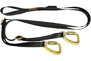 Fusion Climb TZP-1615A-2-8120KHS-BLK 6ft Y Legged Lanyard with High Strength Double Locking Carabiner Adjustable Black, Gold