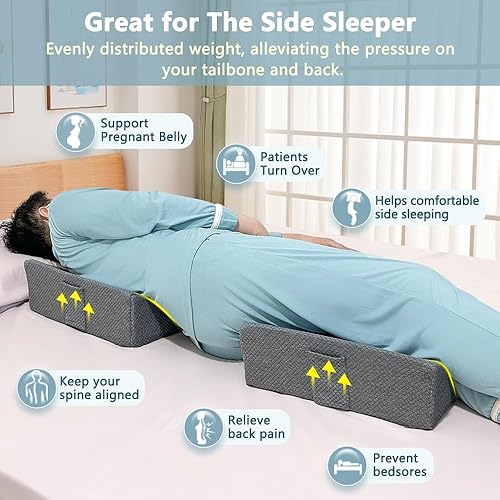 KAAMOS Positioning Wedge Pillow for Side Sleeping Bed Wedges for Adults (2  in 1) Bed Sore Turning Wedges for E