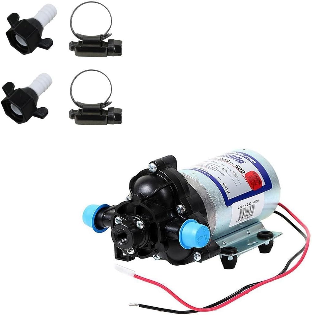 Shurflo 2088-343-500 Bypass 12V Diaphragm Pump with Female 1/2-Inch Hose Barb Kit (Bundle, 2 Items)