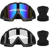 Lievermo Motorcycle Goggles Dirt Bike Goggles 2 Pack ATV Off-Road Riding Motocross Ski Goggles