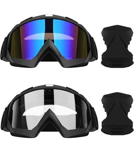 LJDJ Dirt Bike Goggles With UV Protection & Attached Balaclava - Motocross, ATV, Off-Road Riding Glasses - View #5