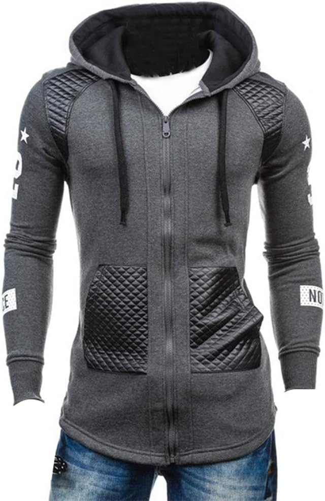 ZBSPORT Mens Gym Zip Hoodie Sweatshirts, Workout Bodybuilding Fitted Muscle Slim Fit Hoody Jacket with