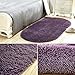 moonrug Ultra Soft Fluffy Oval Area Rugs Shaggy Living Room Rug Solid Color Non-slip Bedroom Bedside Rug Runners 2.7’ x 5.3’, Gray Pruple