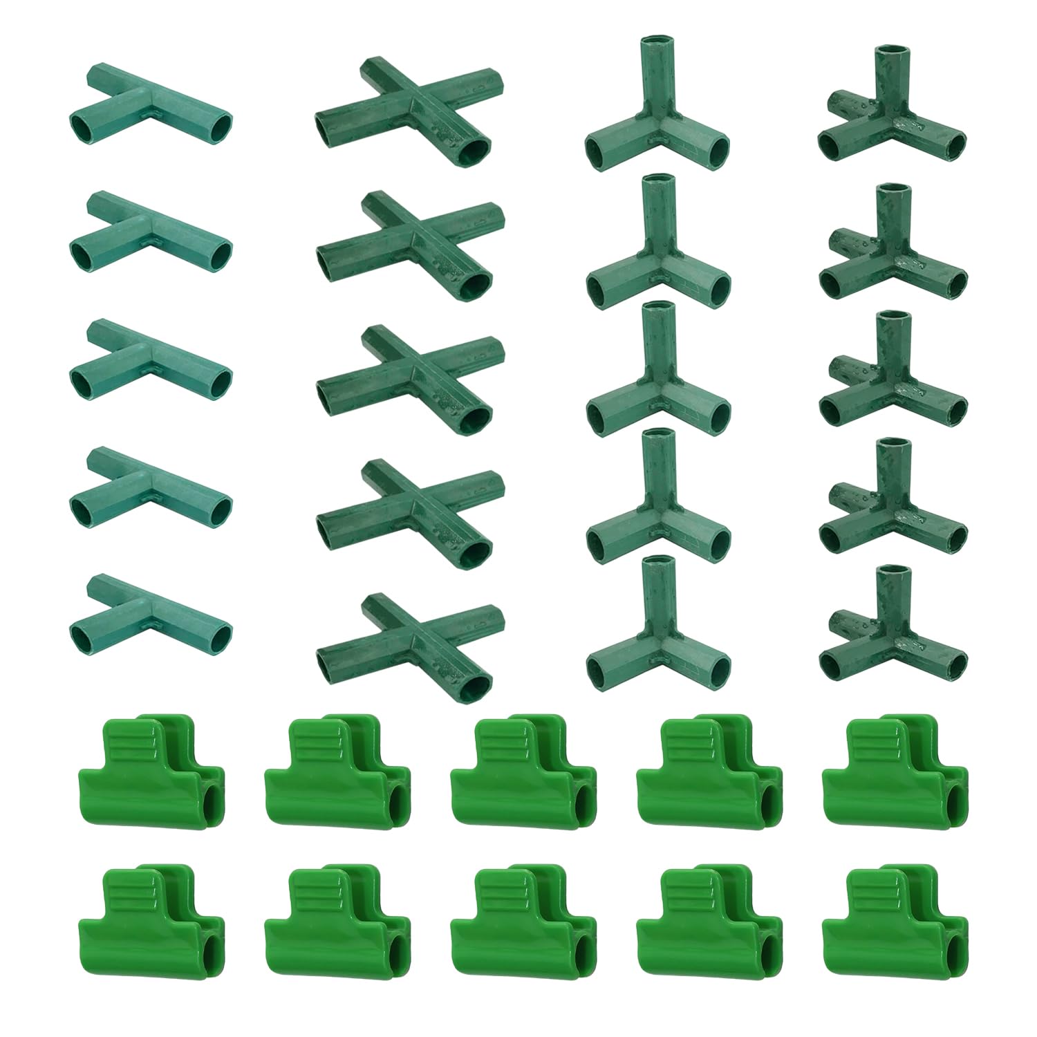 TYGFRT 20pcs Greenhouse Connectors & 10pcs Laminating Clips, Greenhouse Hardware, Green Frame Connectors, Multi-Tunnel Accessories, Gardening Brackets, Green