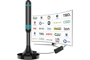 Bigefeixu TV Antenna Indoor - Strong Magnetic Base Digital TV Antenna for Easy Installation, Long Range Reception TV Antenna for Local Channels Support 4K 1080P Smart TV - 16.4 FT Coax Cable