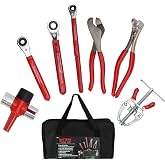 7pcs Battery Service Kit, Steel Terminal Pliers Wrench Brush Spreader Puller, Battery Maintenance Service Kit for Maintenance auto repair tool