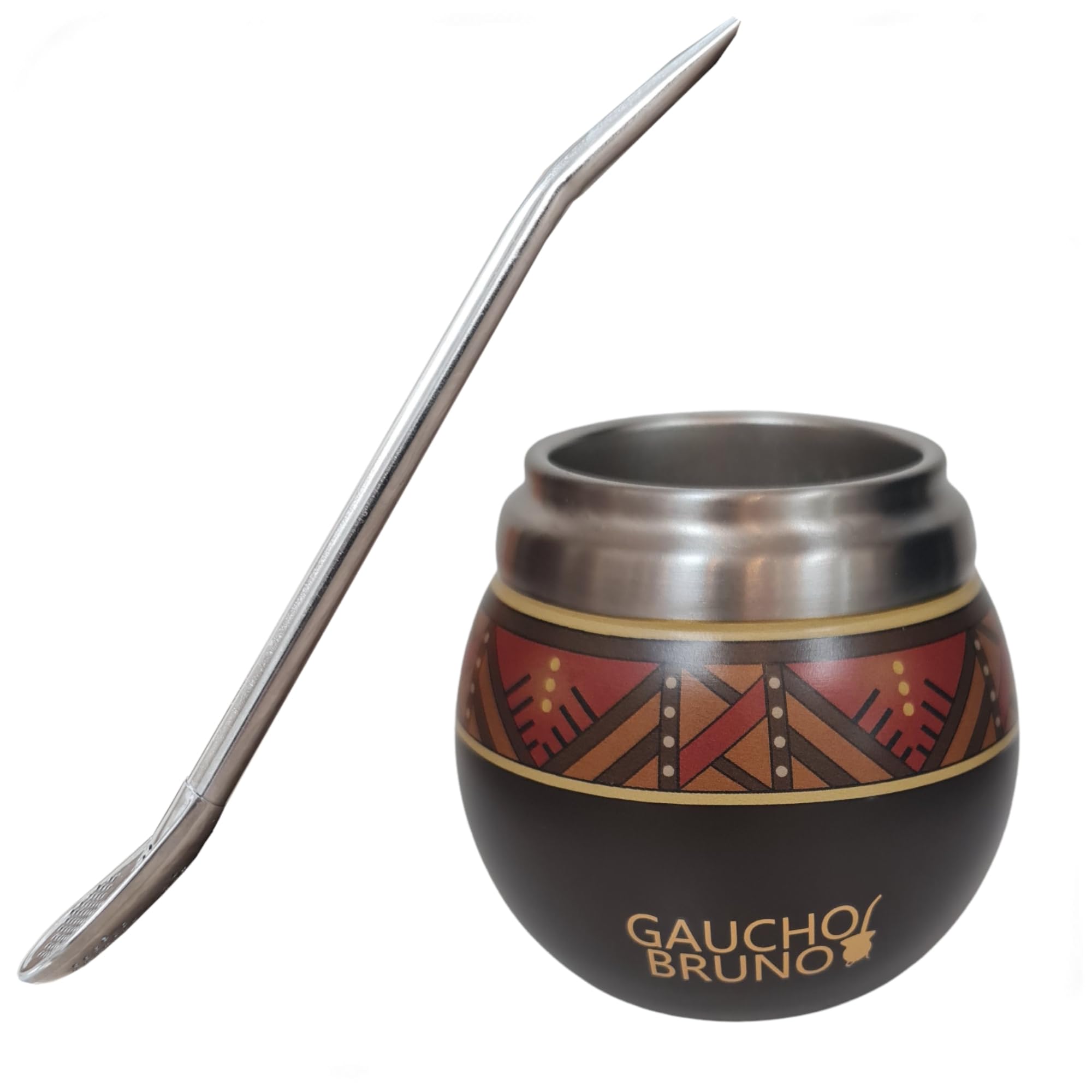 Gaucho Bruno - Stainless Steel Thermal Mate for Drinking Yerba Mate | Easy to Clean | Comfortable to Hold | Maintains Drink Temperature | Designe to Look Like a Natural Gourd | with Bombilla