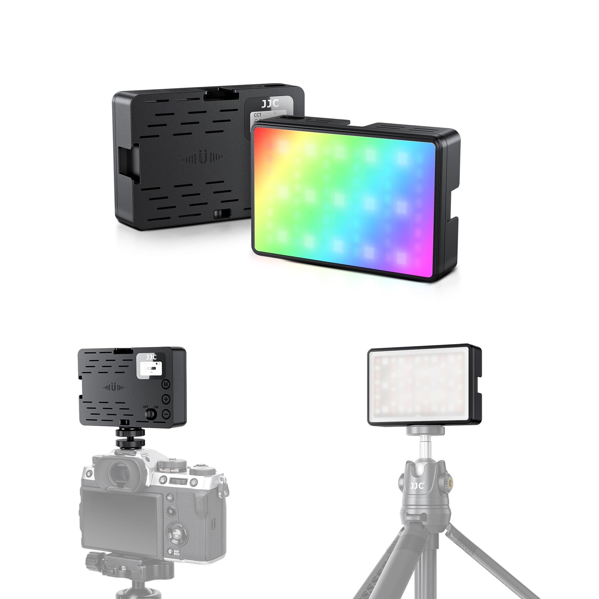 JJC Magnetic RGB Video Light, Portable Camera LED Timer Lighting for Sony ZV-E10 ZV-1 II ZV1F A6400 A6600 A7C A7SIII, 2500-8500K 360° Full Color 24 Effects 2600mAh Rechargeable Vlogging Light Panel