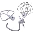 ELSOON K45DH Dough Hook & K45B Flat Beater & K45WW Wire Whip-3 Pieces Replacement for KitchenAid 4.5QT Tilt-Head Stand Mixers
