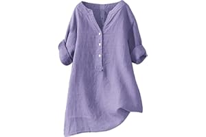PIFAME Linen Shirt for Women Breathable Tops Loose Crewneck Tops Womens Daily t Shirts Summer Shirts for Women 2024