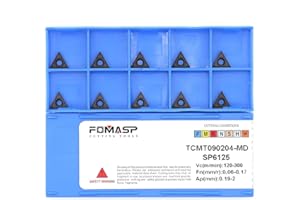 FomaSP TCMT1.8(1.5)1 / TCMT090204-PM of CNC Carbide Inserts for Steel Turning Cutting Tools, The Chip Breaker"PM" fit for Semi-Finishing Metal Cutting, 10 PCS.