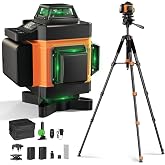 Lusweimi Laser Level with 72'' Tripod, 16-Line 4x360&deg; Self Leveling Green Laser Level with Remote, 2 Batteries and Carry Bag for Construction, Floor Tiling and Home Renovation