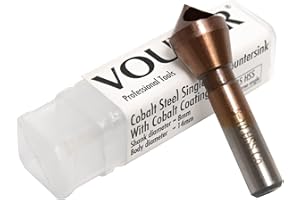 Vouyar Cobalt Steel Single End Countersink Drill Bit with Cobalt Coating Finish for Hard Metal Wood, 90 Degree M35 HSS, 8MM Round Shank, 14MM Body Diameter