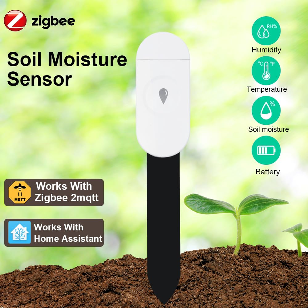 Condition photo showing New/Like New for haozee intelligent soil moisture sensor, 3 pack, zigbee hub required, capacitive sensor, moisture/te