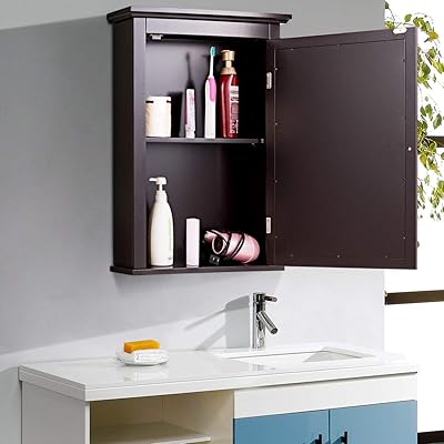 Buy Tangkula Bathroom Cabinet Mirrored Wall Mounted Storage Medicine Cabinet Cabinet With Single Door Adjustable Shelf In 3 Positions Multipurpose Cabinet For Bathroom Vestibule Bedroom Brown Online In Indonesia B07vllbwrx