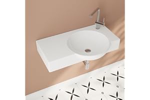 DeerValley Small Vessel Sink, 30"x18" Wall Mounted Bathroom Sink, Modern Floating or Countertop Installation，Lavatory Vessel 