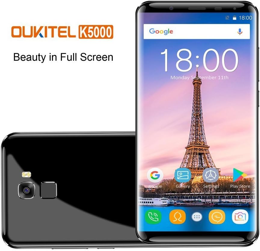 OUKITEL K5000 4G Fingerprint Smartphone 18:9 Bezel-less HD+ IPS Incell Screen Android 7.0 4GB RAM 64GB ROM MTK6750T 16.0MP+21 MP 5000mAh Battery Quick Charge Fingerprint GPS BT4.1 WiFi Mobile Phone