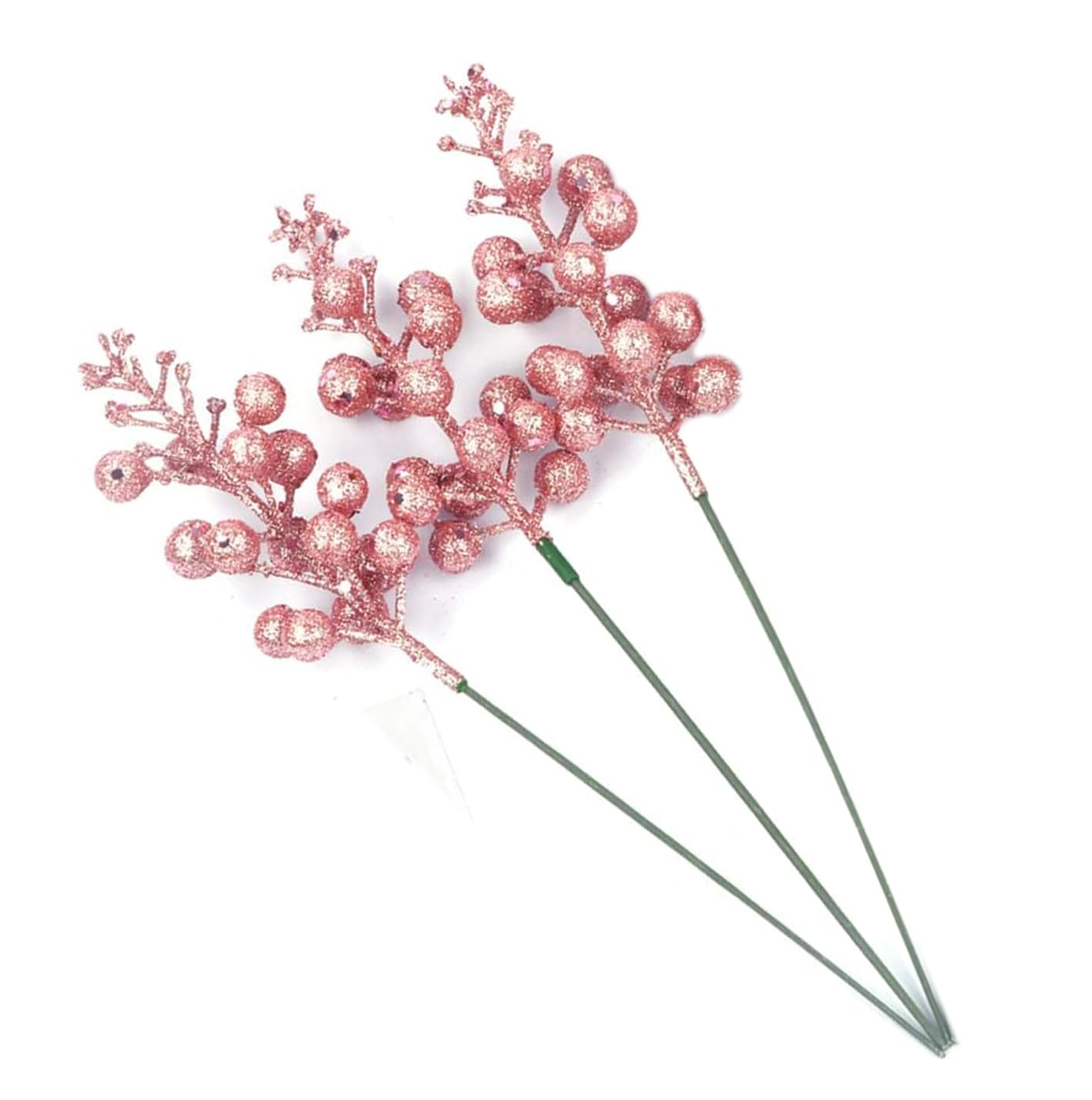 YYCRAFT Glitter Berries Stems, Artificial Berries Picks for Christmas Tree Ornaments, DIY Xmas Wreath, Crafts, Holiday and Home Decor(16 Pack, Pink) โ image 1